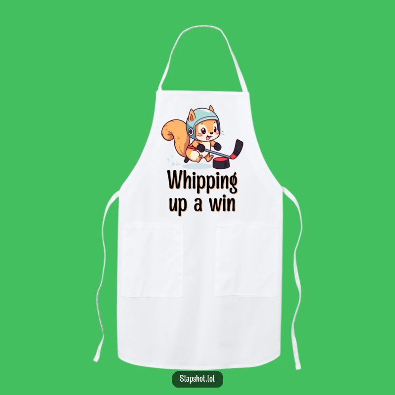 Funny Squirrel Hockey Apron: Playful Kitchen Wear for Puck-Chasing Chefs
