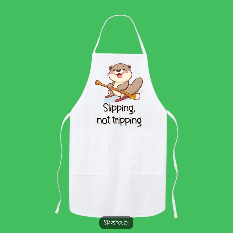 Funny Otter Hockey Apron: Joyful Kitchen Wear for Sliding Chefs