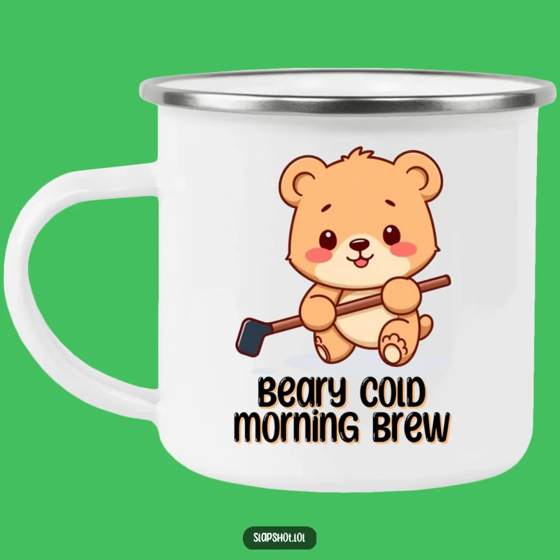 Funny Bear Cub Hockey Camping Mug: Playful Vibes for Outdoor Fun