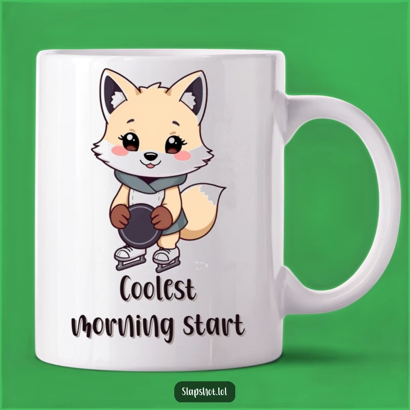 Funny Arctic Fox Mug: Skating Cheerful Character, Perfect Cool Gift For Hockey Fans