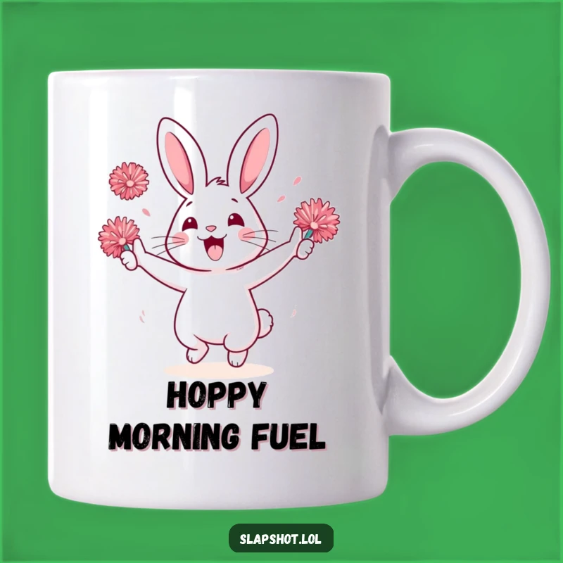 Funny Rabbit Cheerleader Mug - Enthusiastic Fan Gift