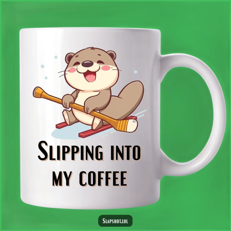 Funny Otter Hockey Mug: Joyful Gift for Sliding, Stick-Wielding River Stars