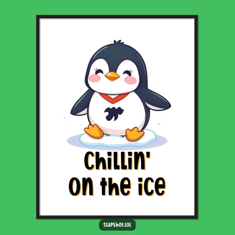 Funny Penguin Hockey Digital Art: Instant Cheerful Decor for Sports Fans