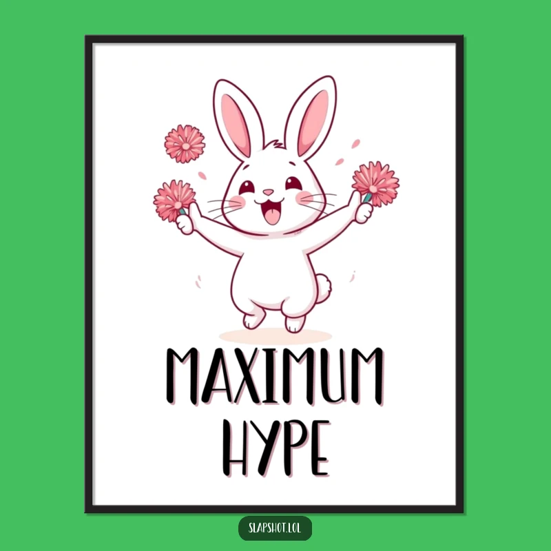 Funny Rabbit Victory Dance Digital Art - Instant Cheerful Decor Gift
