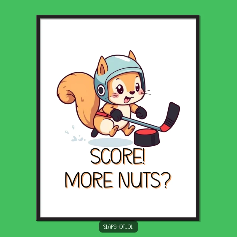 Funny Squirrel Hockey Digital Art: Playful Download for Puck-Chasing Decor