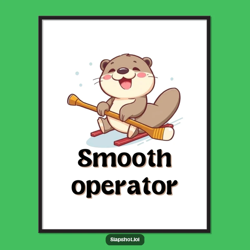 Funny Otter Hockey Digital Art: Joyful Download for Sliding Decor