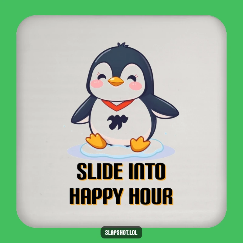 Funny Penguin Hockey Coaster Set: Protect Surfaces with Cheerful Style