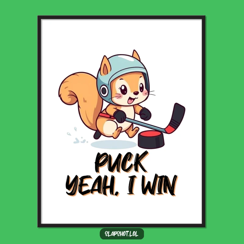 Funny Squirrel Hockey Poster: Playful Wall Art for Puck-Chasing Enthusiasts