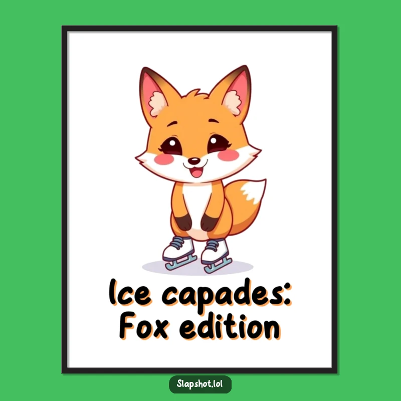 Free Printable Wall Art: Funny Skating Fox Wobbles for Hilarious Downloadable Decor