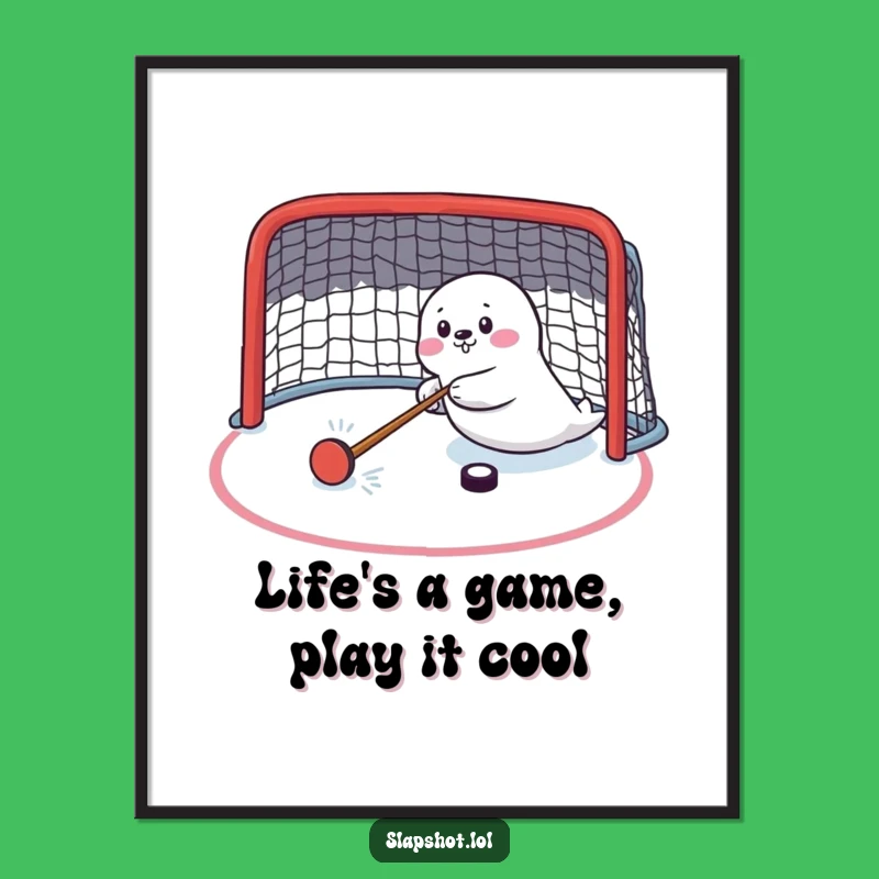 Free Printable Wall Art: Funny Seal Hockey Player Action Shot Downloadable Decor