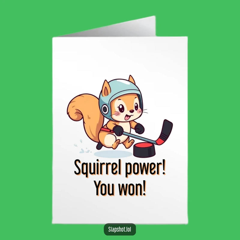 Free Printable Congrats Card: Squirrel Scores Big in Hockey for a Downloadable Gift