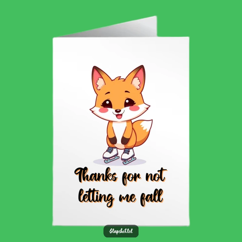 Free Printable Thank You Card: Grateful Skating Fox Offers Thanks via Downloadable Gift