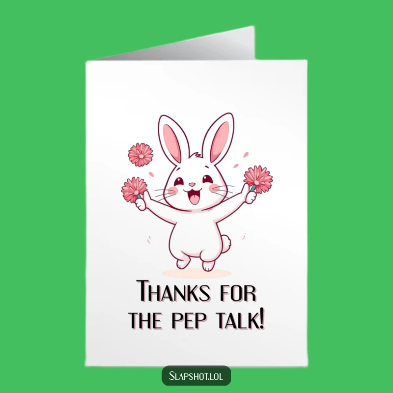 Free Printable Thank You Card: Happy Rabbit Pom-Poms Funny Downloadable Gift