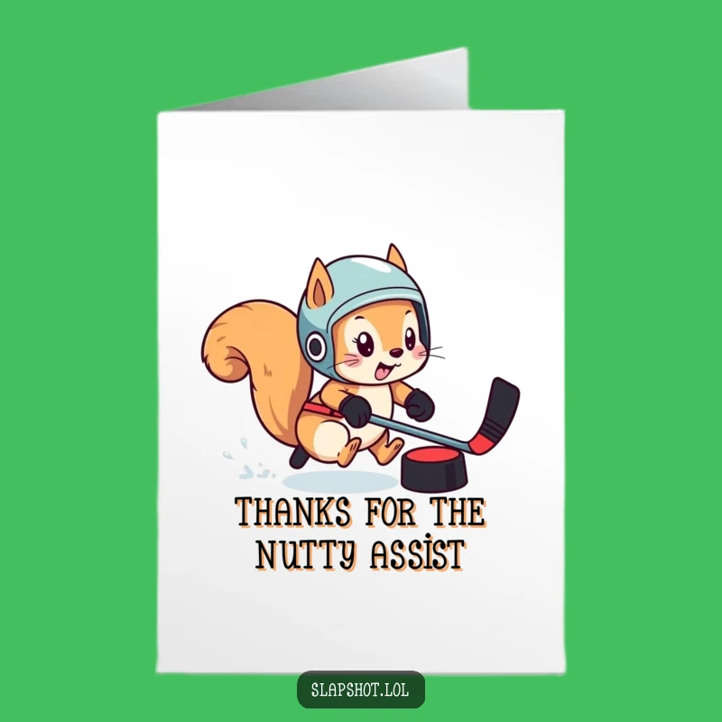 Free Printable Thank You Card: Squirrel Thanks You with Hockey Prowess for Downloadable Gift