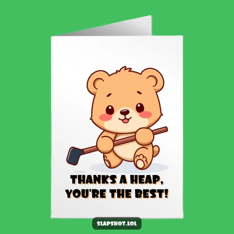 Free Printable Bear Cub Thank You Card: Hockey Thanks Downloadable
