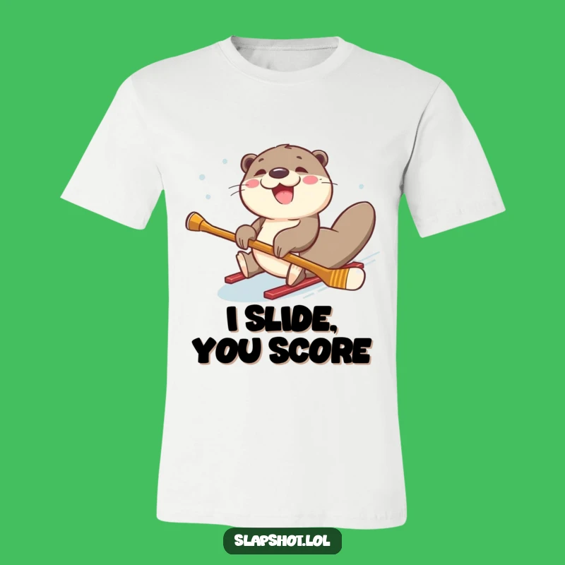 Funny Otter Hockey Tee: Joyful Shirt for Sliding, Stick-Wielding Athletes