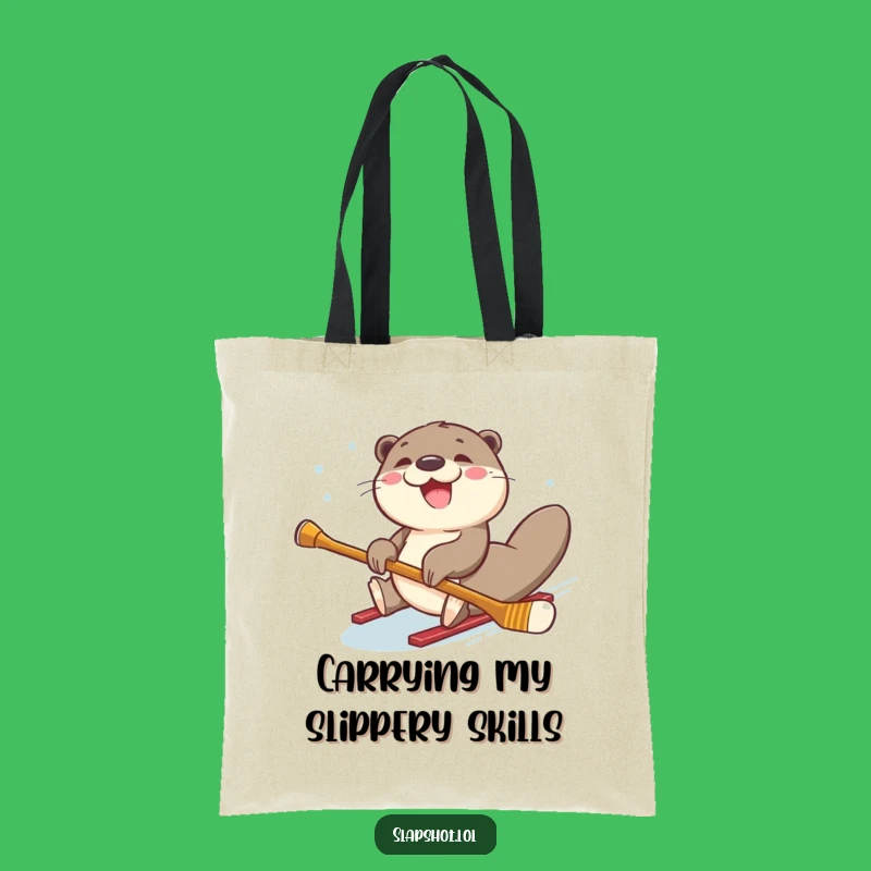 Funny Otter Hockey Tote Bag: Joyful Carry-all for Sliding Adventures